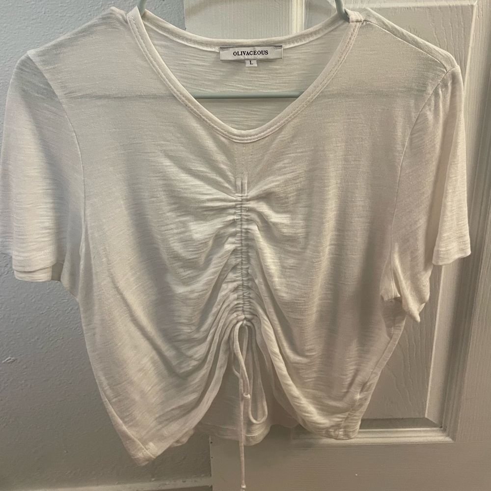 White sheer scrunched tshirt